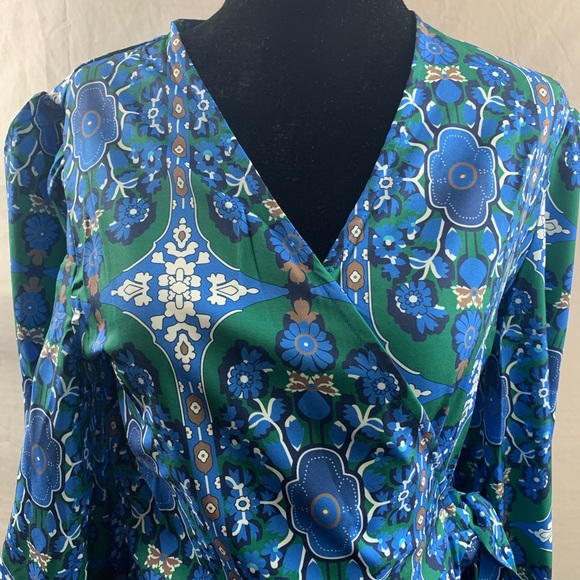 Boho Floral Print Knot Side Ruffle Hem Wrap Dress - Picture 9 of 9